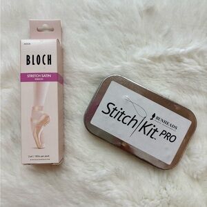 🩰BLOCH Ballet Pointe Shoe Stretch Satin Ribbon A0528 Pink W Free Stitch Kit NEW🩰